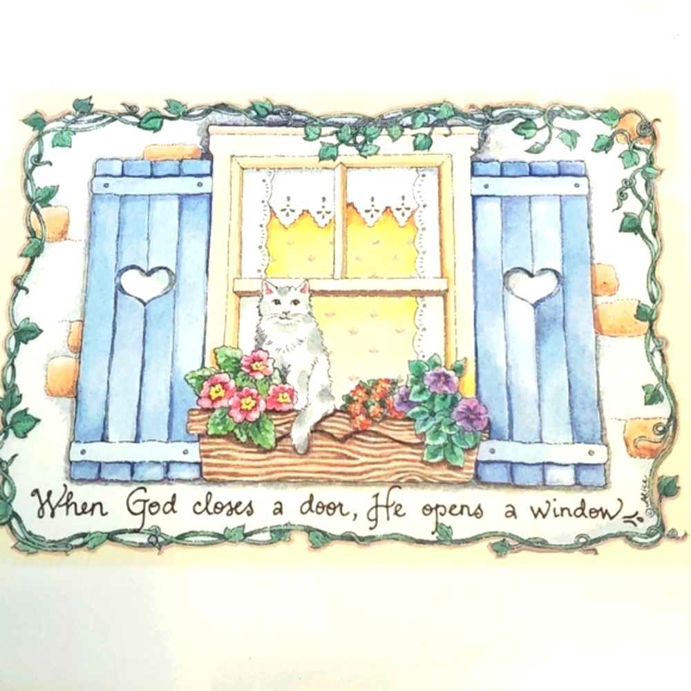 Vtg Linda Grayson Cottage Collection  Oak Wood Framed Print 9×12 made in the USA